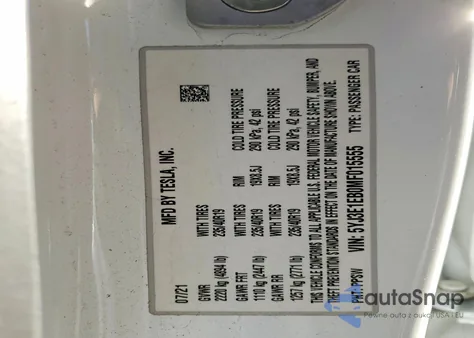 2021 Tesla Model 3 from USA, damaged, VIN 5YJ3E1EB0MF015555